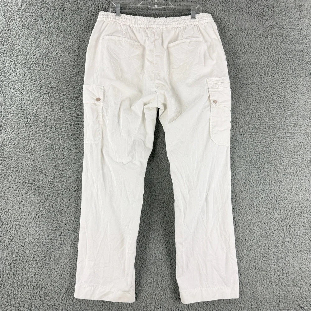 Ermenegildo Zegna Cargo Pants Men's 34 White Cotton Elastic Waist Trousers